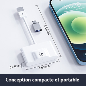 Adaptateur CarPlay sans Fil pour iPhone, Adaptateur Voiture sans Fil iPhone Carplay
