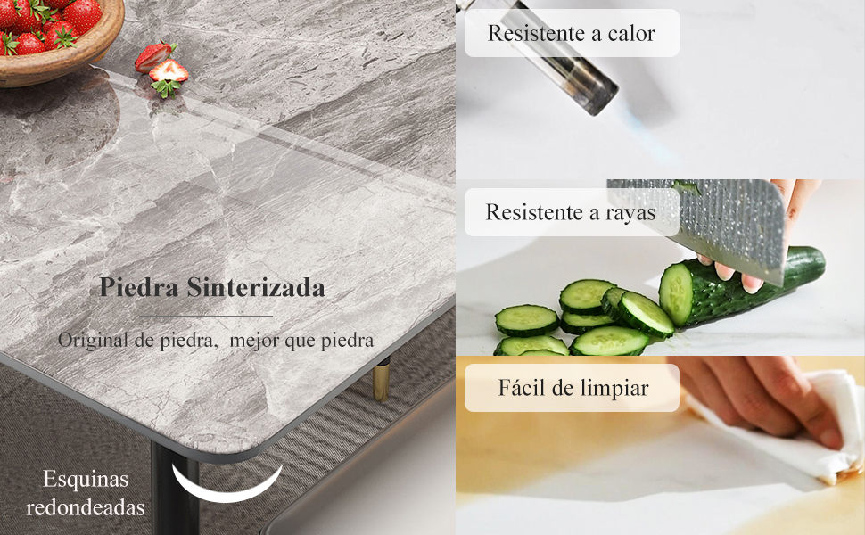 mesa comedor marmol cocina rectangulo
