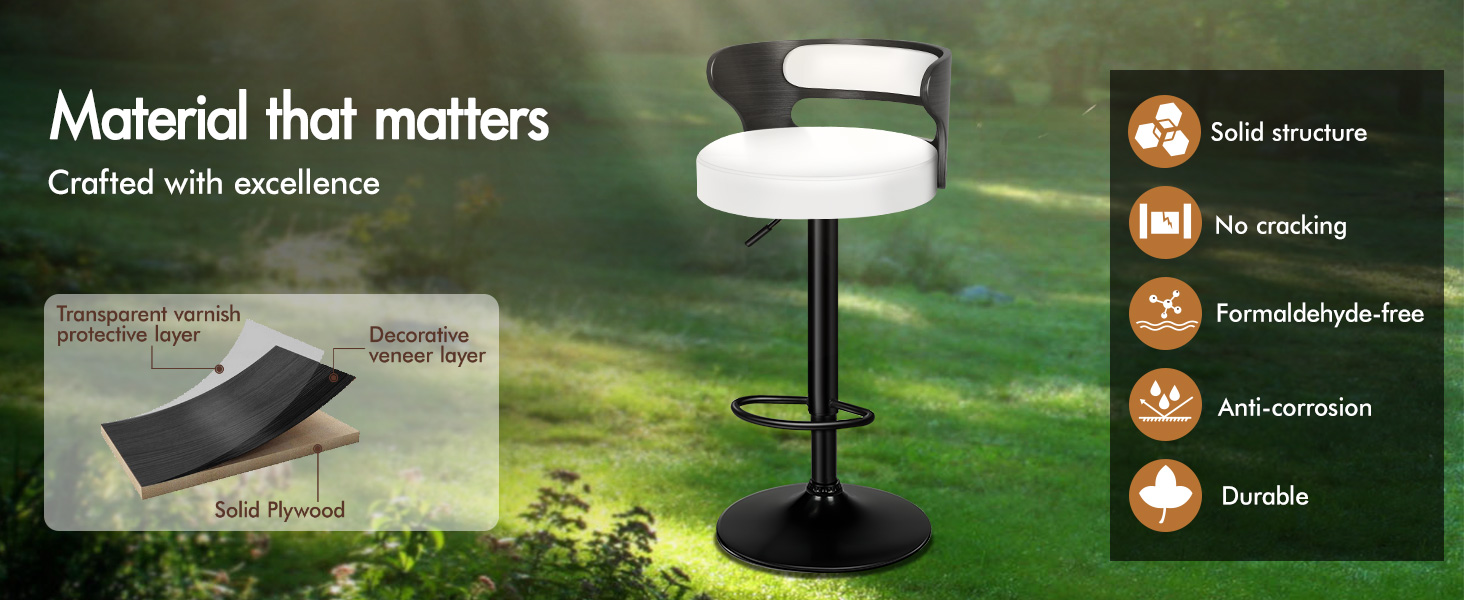 Text reads 'Material that matters'. Outdoor product photography showing garden or landscape lighting fixture installed in grass with natural background.