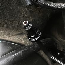 the cable is connected to the car's rear end.