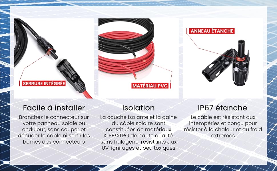 Câble d'extension pour panneau solaire