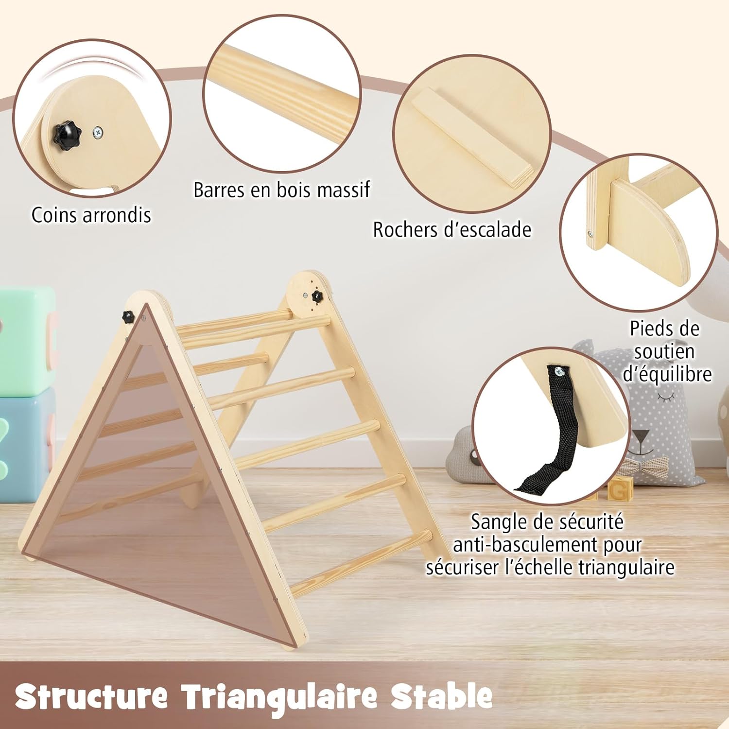 Appendiabiti Da Terra Per Bambini Smartwood - Legno Naturale, Design Montessori TIPI M, 97x63x36 Cm - Foto 3