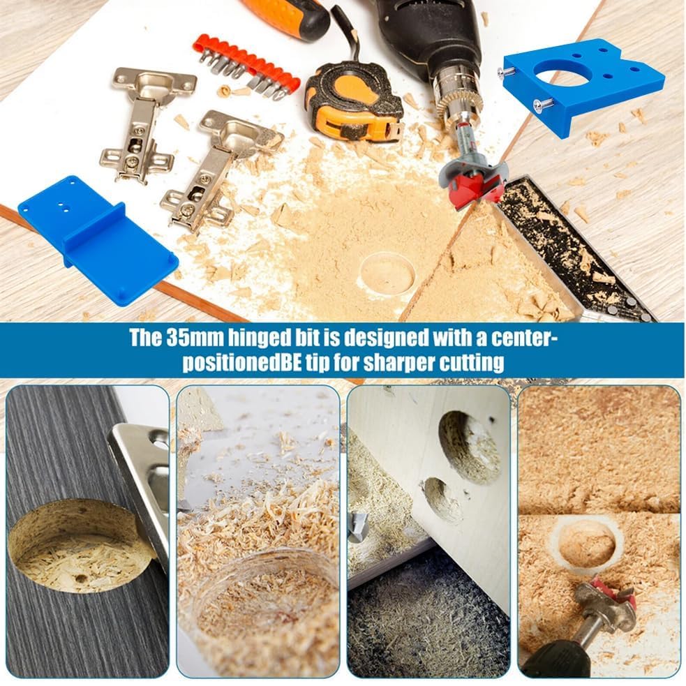 35MM Charnière Gabarit Ensembles De Forets Forstner à CharnièRe Dissimulée En Foret Guide De Repérage De Perçage Outils Pour Charnières De Placard Et Plaques De Montage,Pour Menuiserie