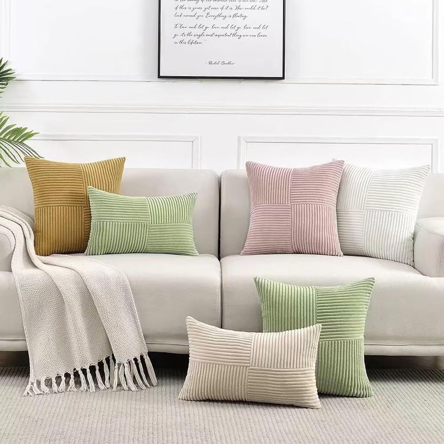 Federe in velluto a coste - Set da 2, stile bohémien - per soggiorno, camera da letto, divano, letto, 40×40 cm, nero | Leroy Merlin