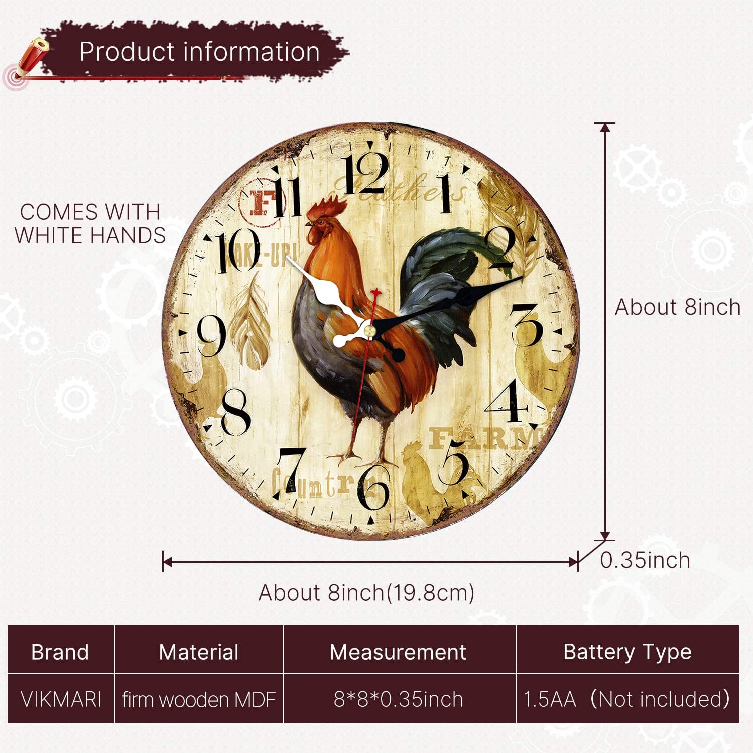 Vintage Wooden Wall Clock
