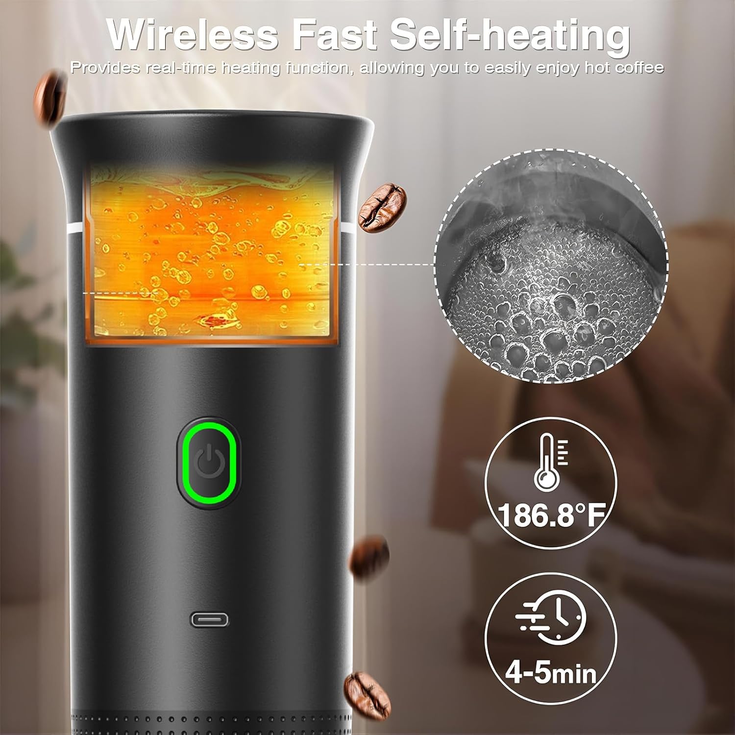 Machine à Cafe Portable,3 En 1 Cafetière à Expresso Chauffage Electriquerechargeablepour Camping Et Voiturechauffage Rapidecompatible Avec Capsules K Cup Et Cafe Moulupour Voyage 90770867