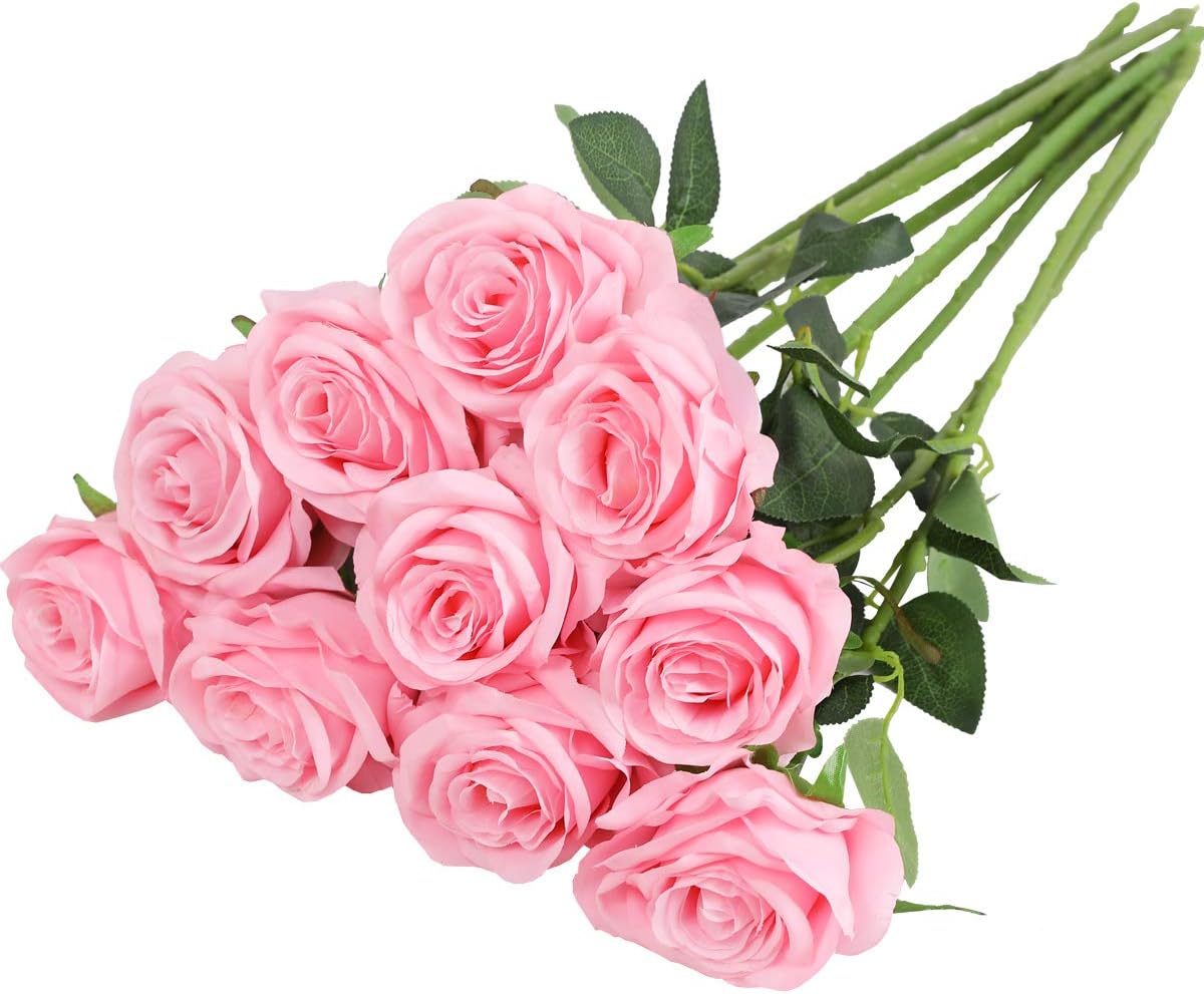 Acquista 10 pezzi di fiori artificiali in lattice di rose, decorazioni per  la casa, bouquet da tavolo per ufficio, feste di nozze