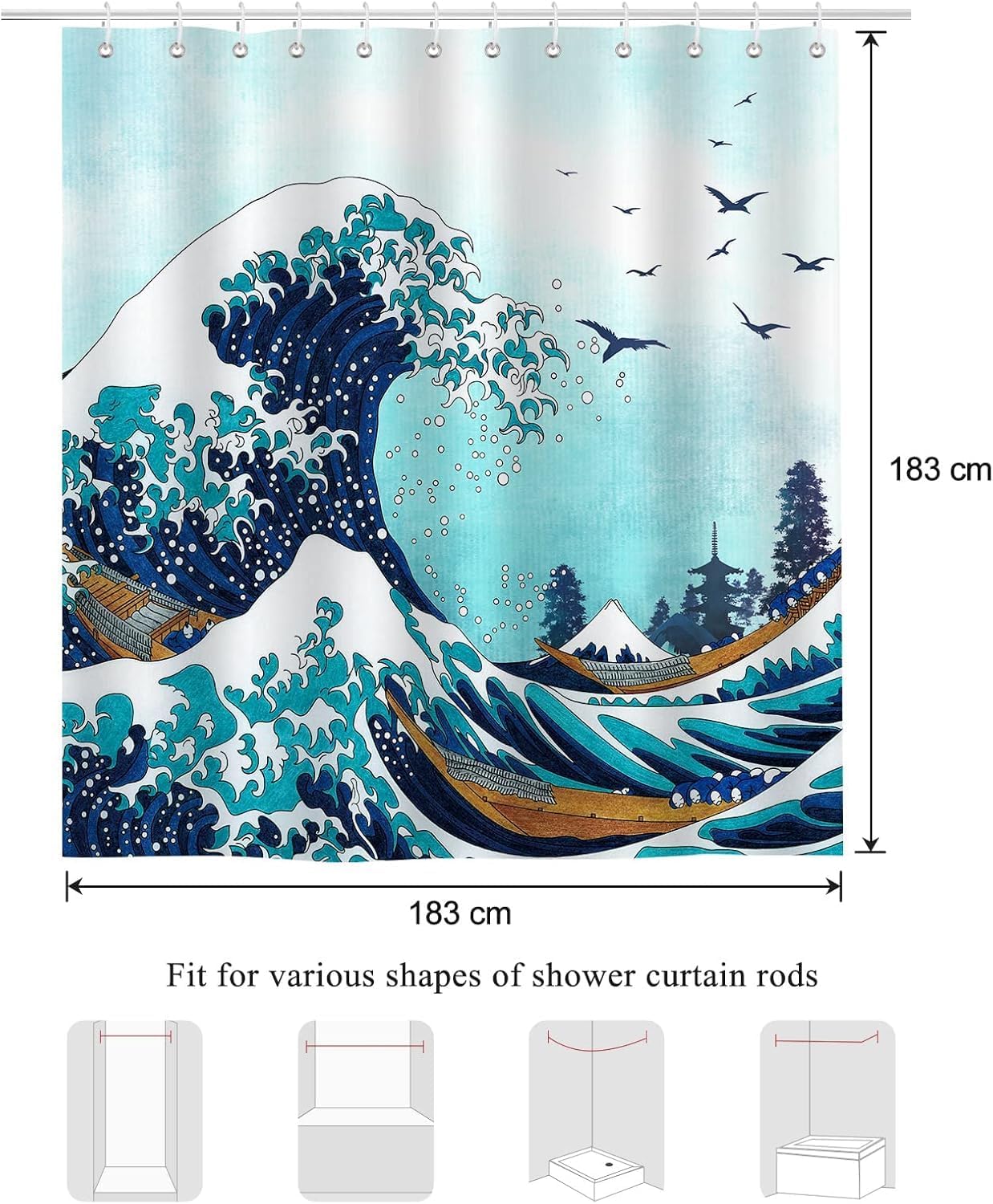 Size: 180 x 180 cm (72 x 72 Inches), suitable for most families' bathroom or bathtub