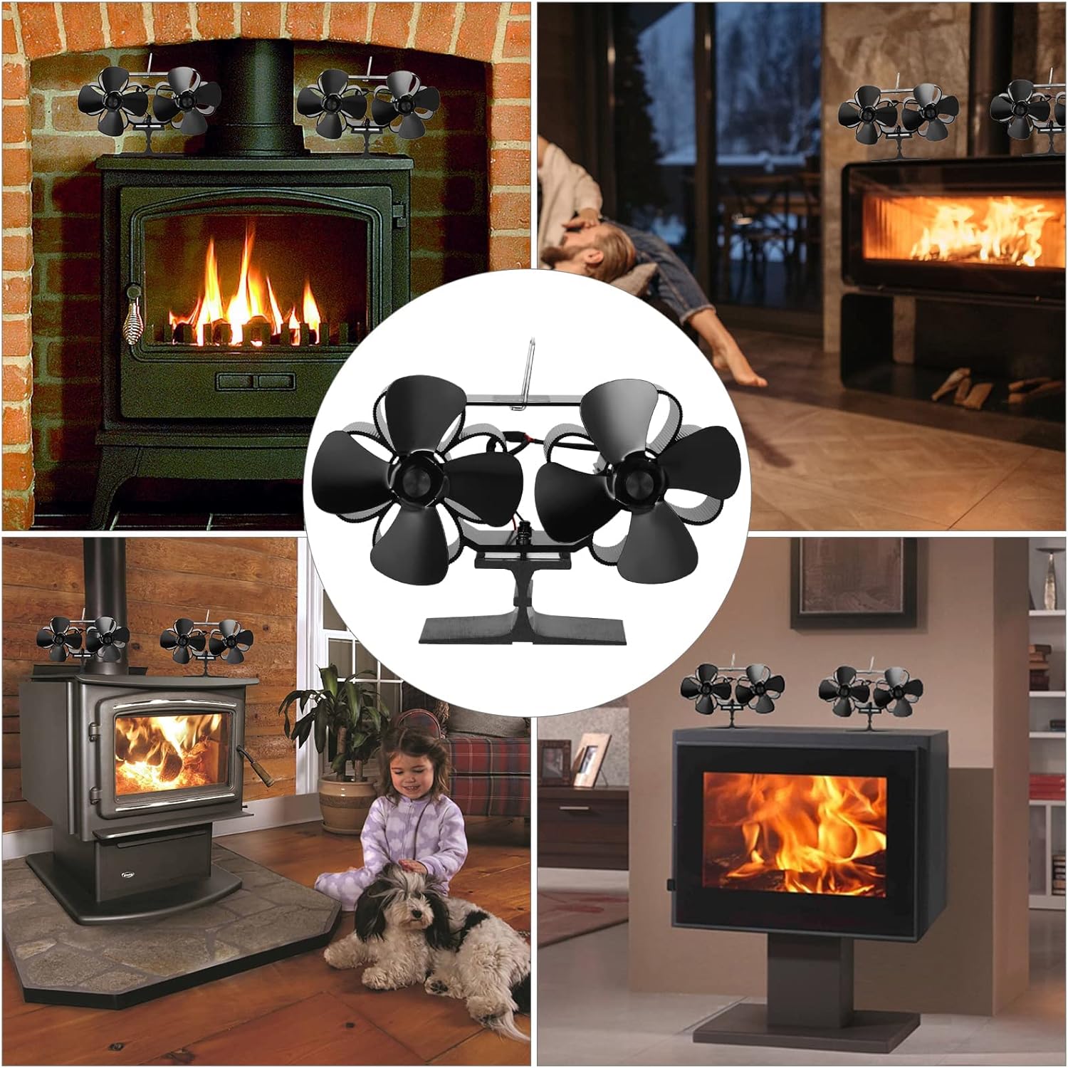 Ventilateur De Poêle à Bois 2 Hélices - Fonctionnement Par Chaleur, Sans électricité