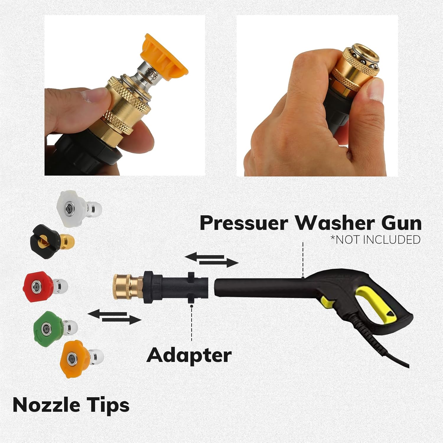 Idropulitrice Con Sonda Sturatubi Doppio Raccordo M22 X 1,5 AG, Connettore Per Gommato, Adattatore Per Idropulitrice Raccordi Per Tubi Irrigazione - Foto 3