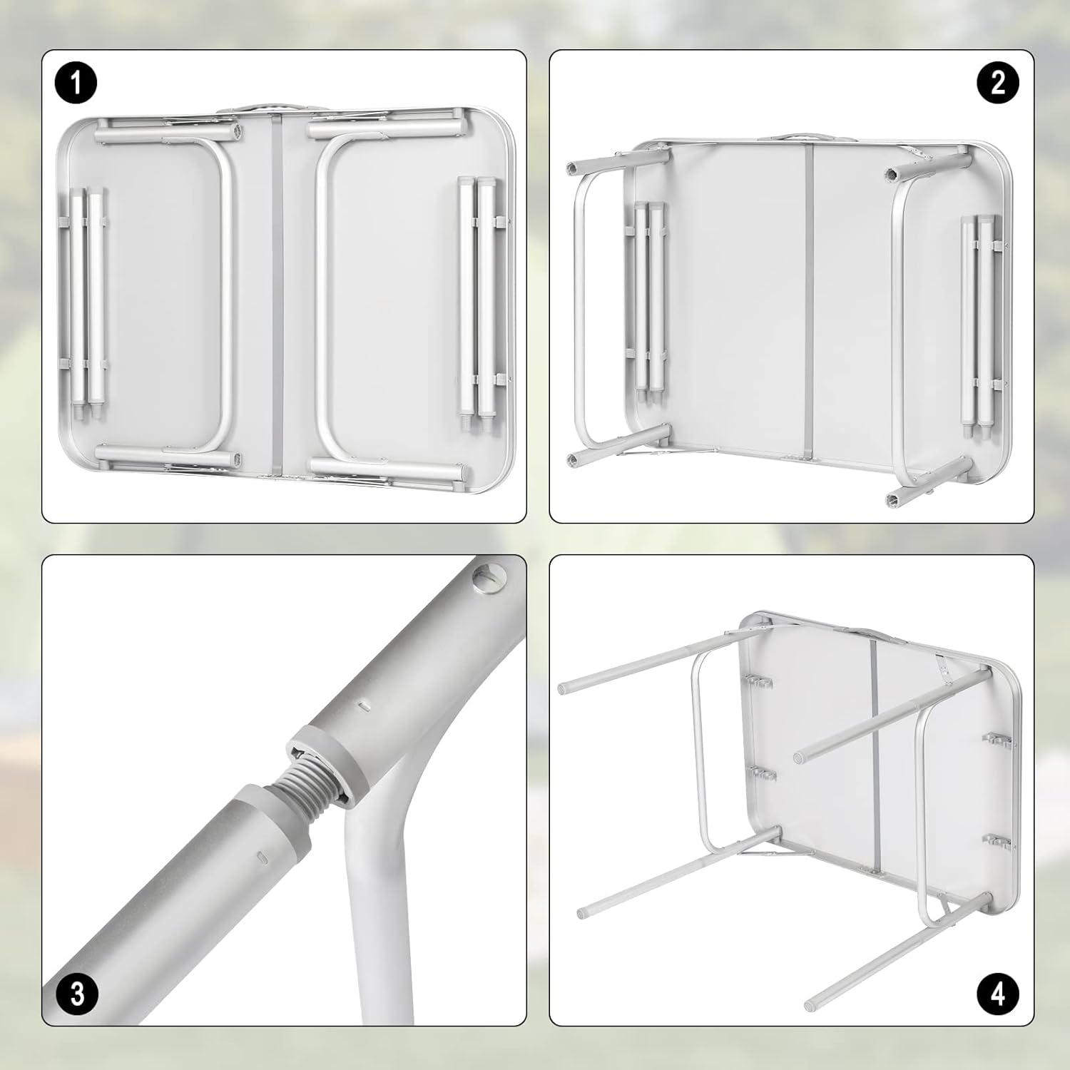 Table de camping pliable 135 x 54 x 88 cm 4 tablettes d'appoint design