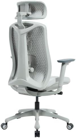 Ya-Home ergonomischer Bürostuhl | Schreibtischstuhl mit Verstellbarer Sitztiefe, Lendenwirbelstütze und Armlehnen, Computerstuhl mit höhenverstellbarer Rückenlehne, 3D-Kopfstütze, Grau