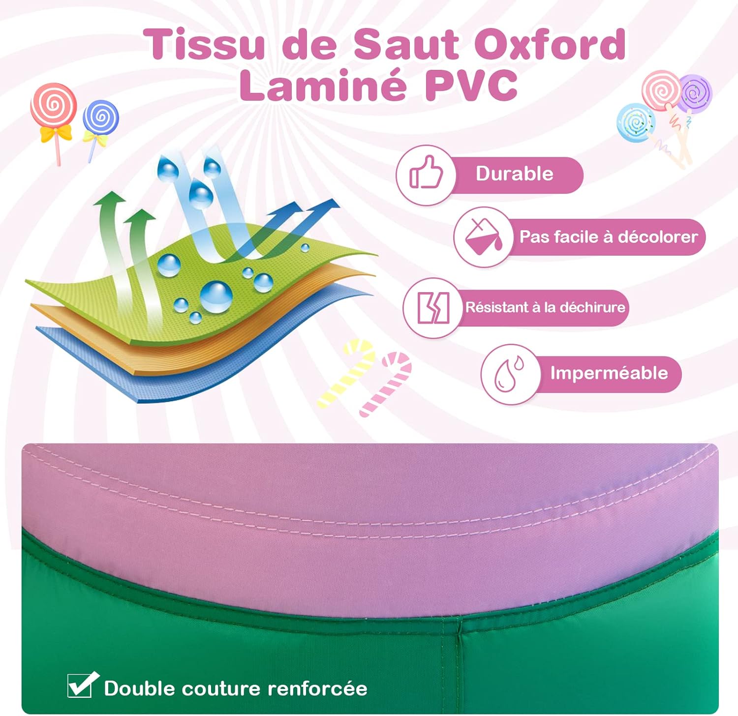 COSTWAY 9 En 1 Château Gonflable En Forme Bonbons Avec Toboggan, Maison De Saut Gonflable Avec Pistolet à Eau, Jeu Tic-Tac-Toe, 50 Boules, Charge 90kg Pour 2 Enfants De 3-10 Ans（avec Souffleur 680W -Pas Cher Clair Jardin Magasin