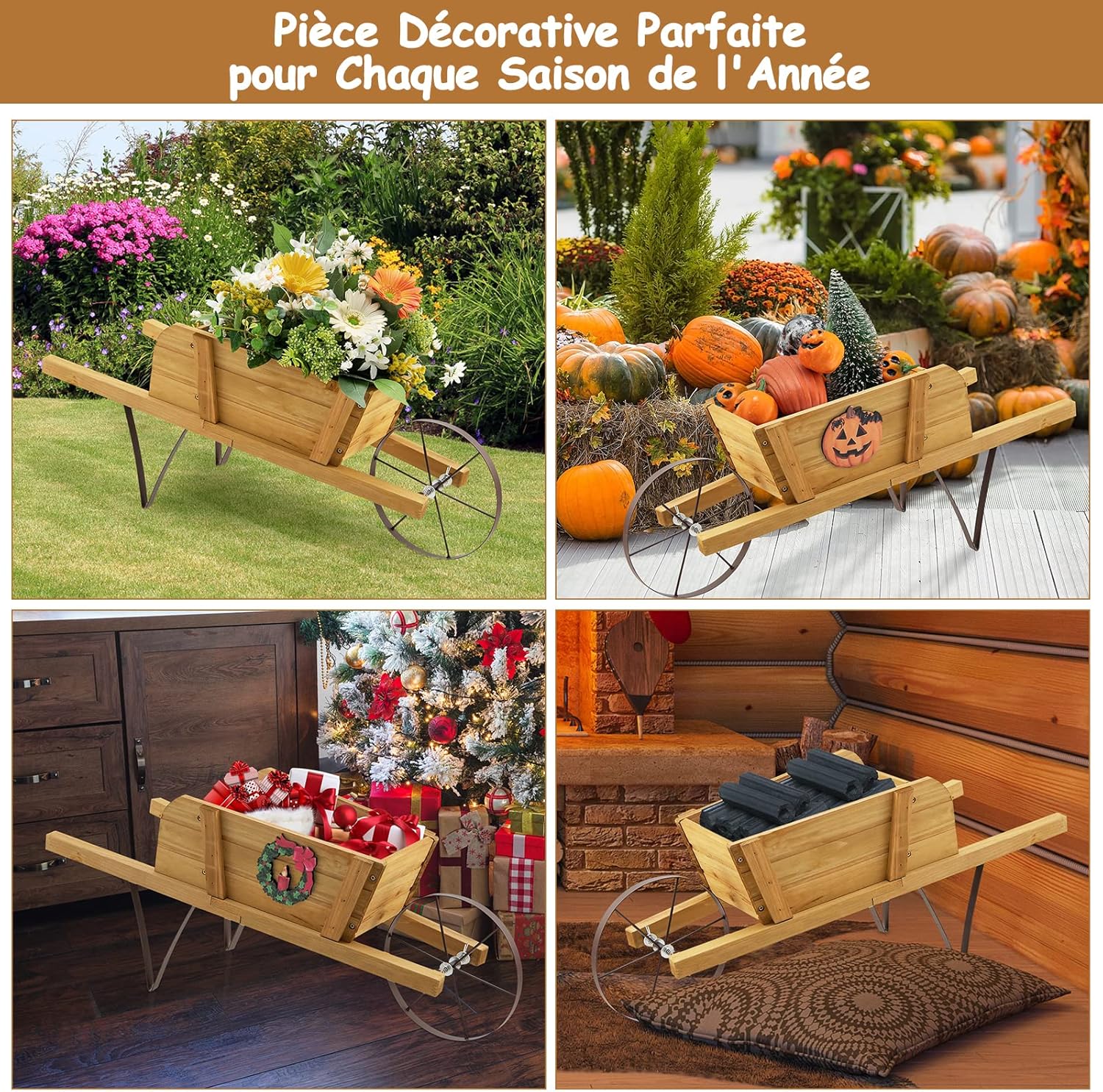 RELAX4LIFE Brouette Décorative En Bois, Pots De Fleurs Avec 9 Accessoires D'Aimants Roues Métalliques Longue Poignée, Décoration De Jardin Rustique 69,5x26x29,5cm Pour Cour Jardin Véranda (Nature) -Promos Botani Pro Boutique AAHKMJXYDAFdJAOAIMEbOAchlkWZ0oakZn uVZ0mPidMNbILvCvspZ4oG3fPgIqc1P2XKOemSl8Tn2kof 28q9C2XhGAfYosg zIt1iCuSZXCA==