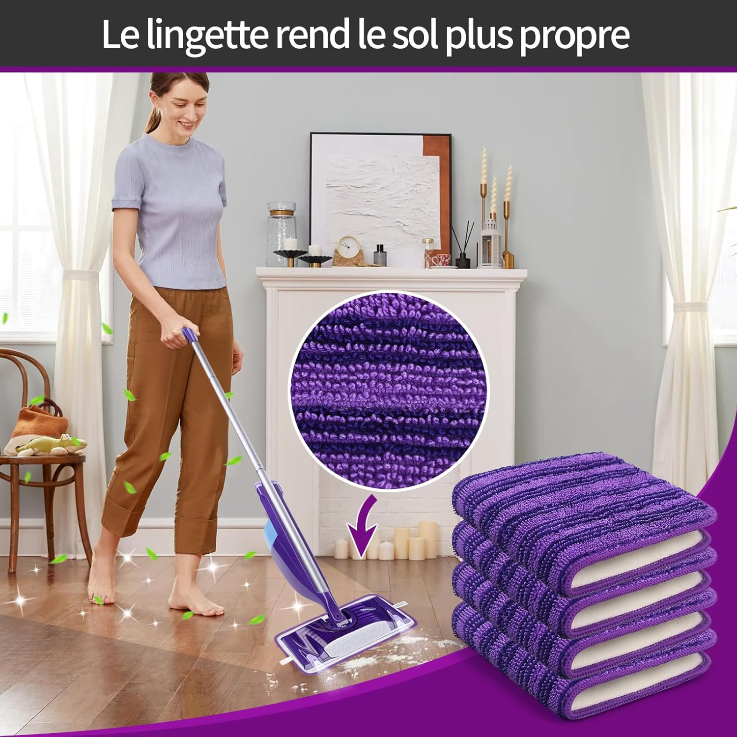 4 Lingettes Réutilisables Pour Swiffer WetJet - Microfibre Lavable, Nettoyage Sec Ou Humide