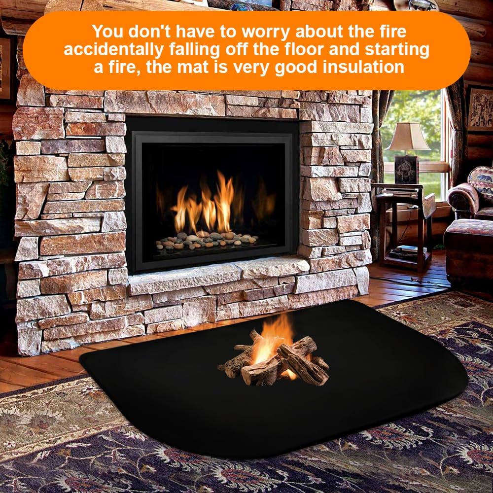 Tapis Anti-Feu Cheminée 63x99cm - Ignifuge Fibre De Verre Pour Foyer, Barbecue