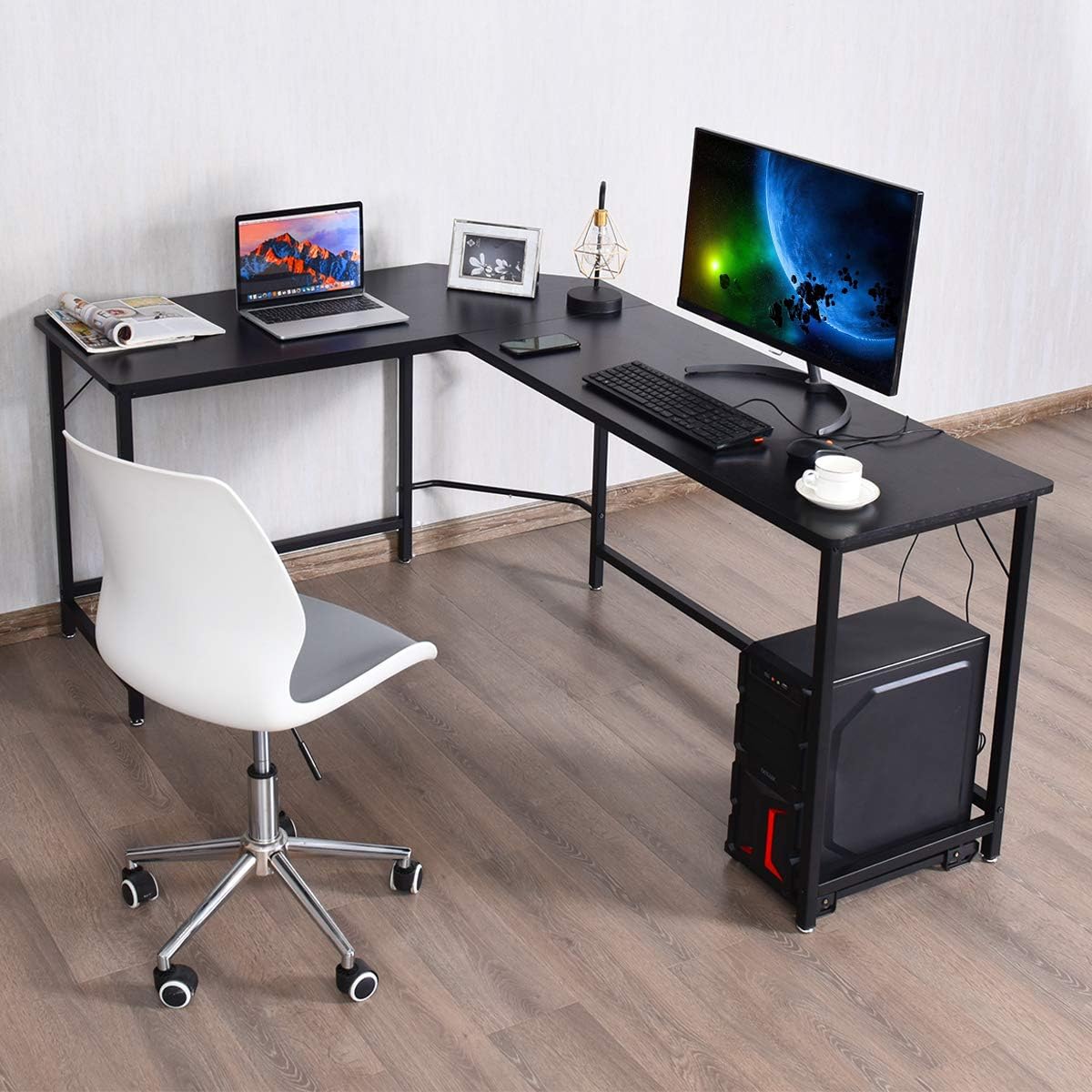 COSTWAY Scrivania Angolare In Legno E Ferro, Scrivania Porta PC Con Porta CPU, Scrivania Salvaspazio Ideale Per Studio E Ufficio, Portata Massima 100 Kg, 168 X 125 X 74 Cm Nero -Armonia Casa AAHKMJXYDAFdJAOAIMEbOAchlkWZ0oakZn uVZ0mPidMNbILvCvspZ4oG3fPgIqc1P2em3lts8U18OLgUSfvhsb6tlrNny9DY9AGk34nvPuYBw==