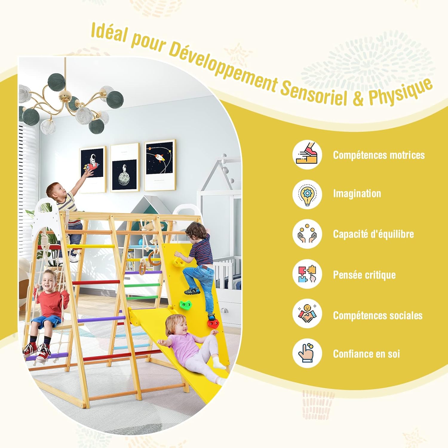 COSTWAY Aire De Jeux Portique Bois Enfants 8 En 1 Avec Toboggan Jeu D’Escalade Balançoire Barre De Singe Anneaux De Gymnastique Charge 240KG 1 An+, Coloré -Pas Cher Clair Jardin Magasin AAHKMJXYDAFdJAOAIMEbOAchlkWZ0oakZn uVZ0mPidMNbILvCvspZ4oG3fPgIqc1P2evFdPUfhiHAI4q9NM8aaO caeJJdpNR m oHAYQmOog==