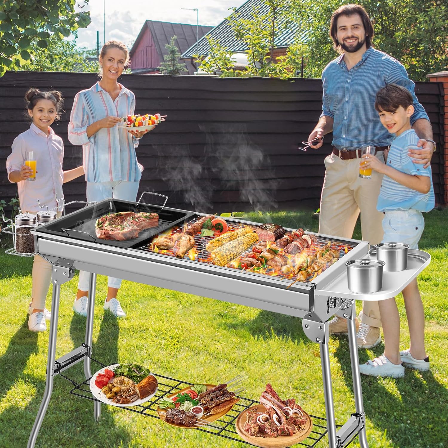 D Barbecue pliant Portable à charbon de bois, fourneau d'extérieur, fournitures de Camping, feu