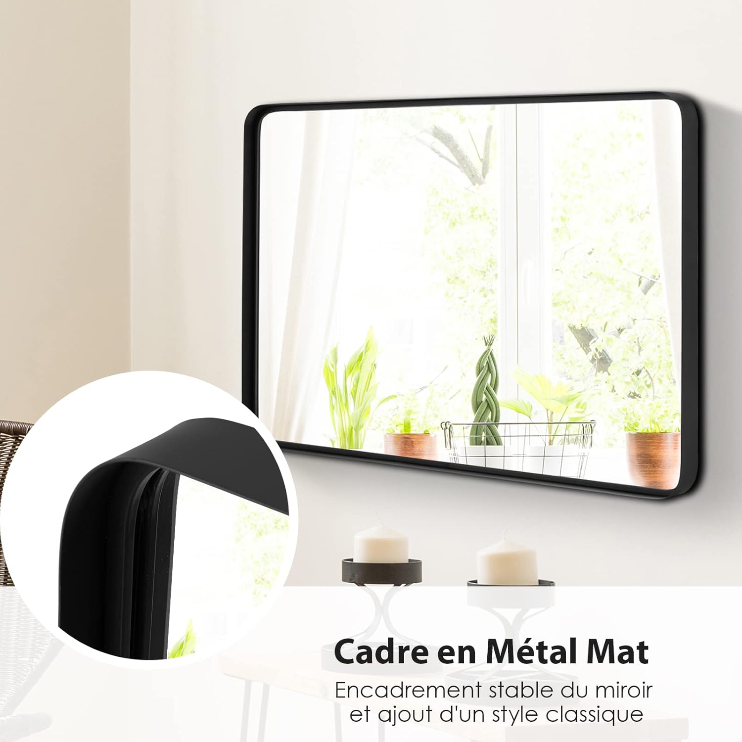 COSTWAY Grand Miroir De Salle De Bain Avec Cadre En Métal Noir, Miroir De Coiffeuse Mural Rectangulaire Arrondi Avec Cadre En Métal Noir Mat, Pour Salle De Bain, Couloir -ATMOSPHERA || VIDAXL || Safavieh Soldes AAHKMJXYDAFdJAOAIMEbOAchlkWZ0oakZn uVZ0mPidMNbILvCvspZ4oG3fPgIqc1P2jJcSWcUC669FptXQ0 BbuJgW1GmkGYgpAZjgq9UfMdA==