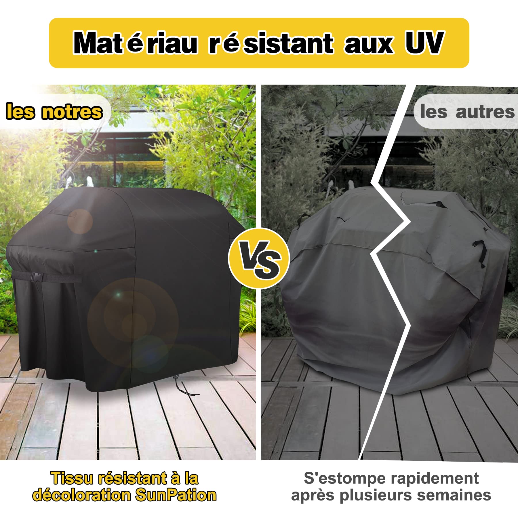 Housse Barbecue, Bache Barbecue Exterieur 100% Impermeable - Housse Pour Barbecue 600D Tissu Oxford Ne Se Décolore Pas Bâche Barbecue Housse Plancha Pour Weber Char Broil (152x124x75CM) -Jardin Calme Soldes Magasin