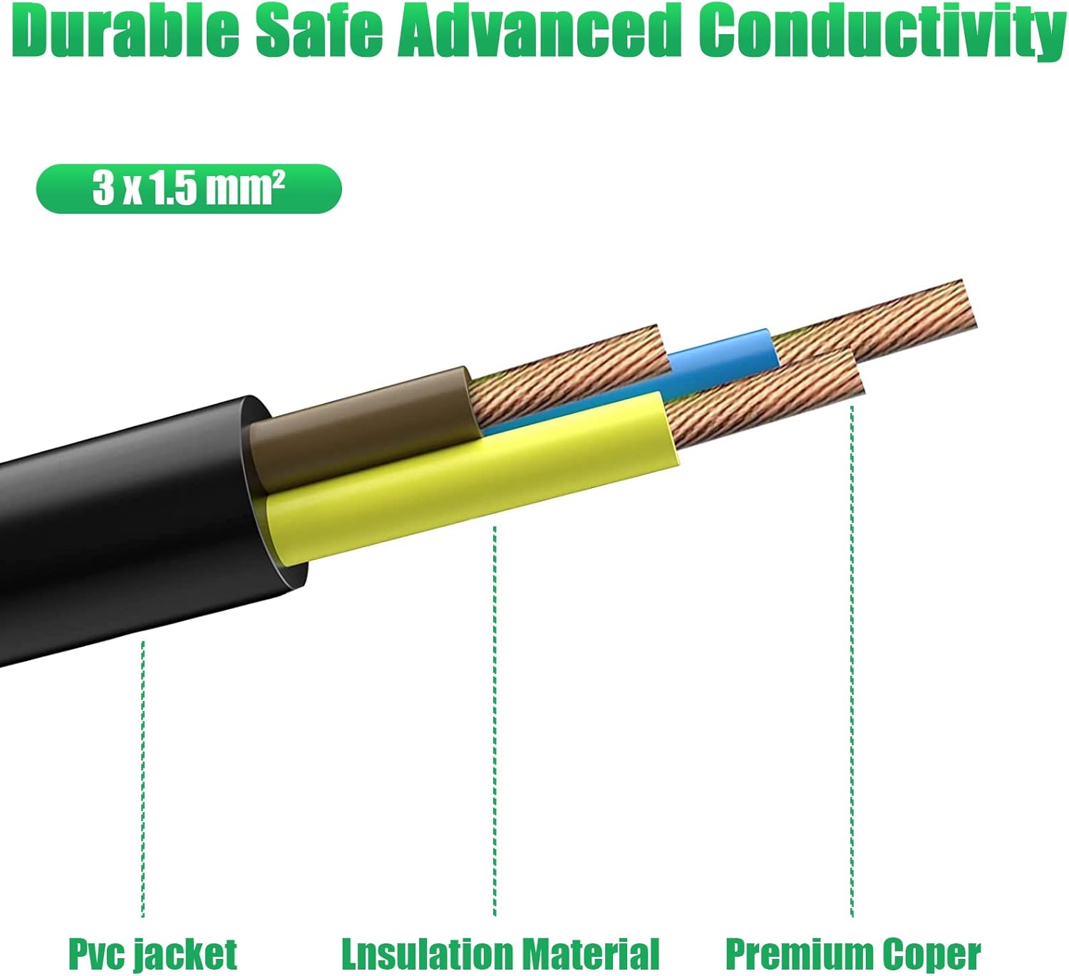 Double plug for socket, protective contact extension cable with 2 ...