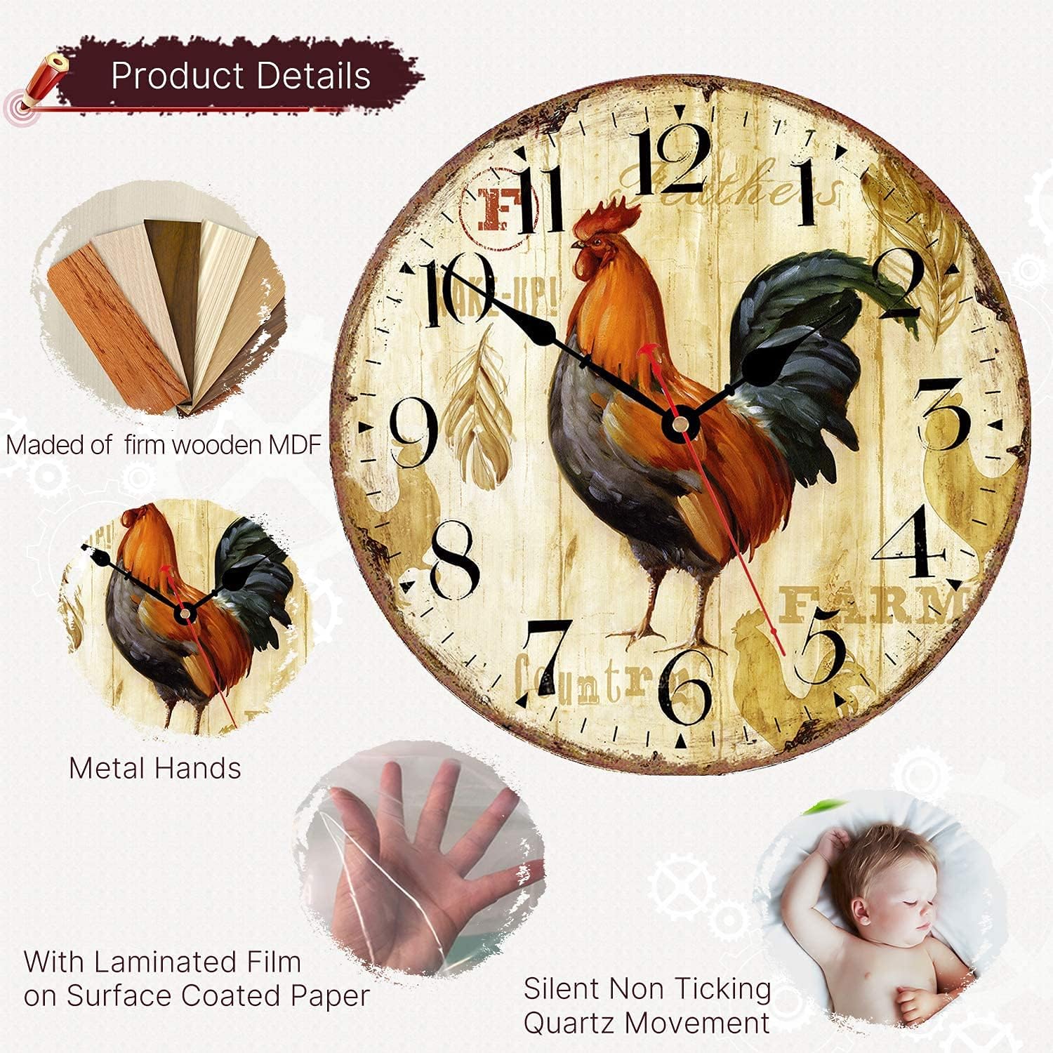 Vintage Wooden Wall Clock