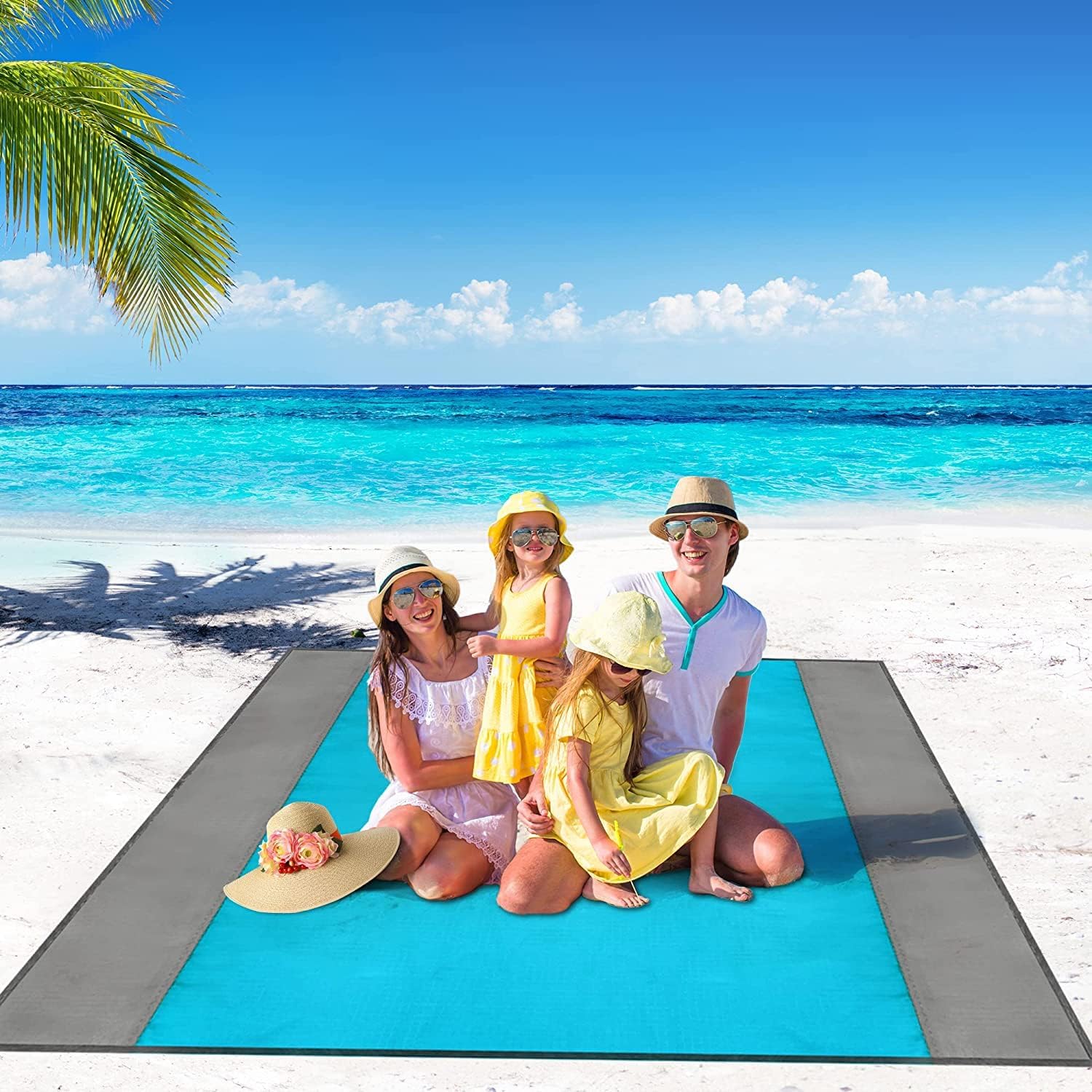 Coperta Da Spiaggia Antisabbia 210x200 Cm - Impermeabile, Con Picchetti E Borsa - Foto 8