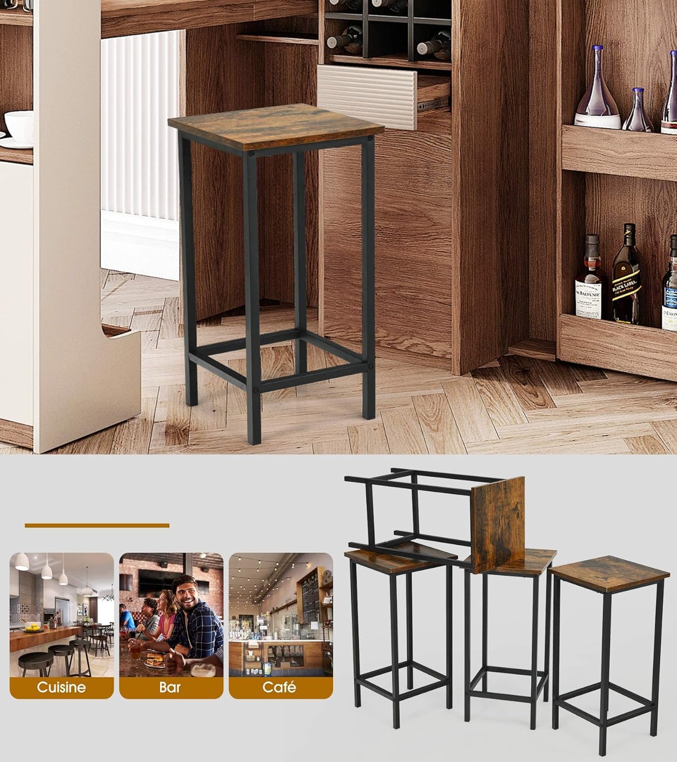 COSTWAY Lot De 4 Tabourets De Bar Avec Repose-Pieds,Chaises De Bar Style Moderne,Tabouret Haut 62 CM Pour Cuisine,Café,Bistro,Marron -Homcomes Boutique AAHKMJXYDAFdJAOAIMEbOAchlkWZ0oakZn uVZ0mPidMNbILvCvspZ4oG3fPgIqc1P2rJTFIoV6dcSnNfnmNdnziet70VJrzcmjY5CGLSdp2Kw==