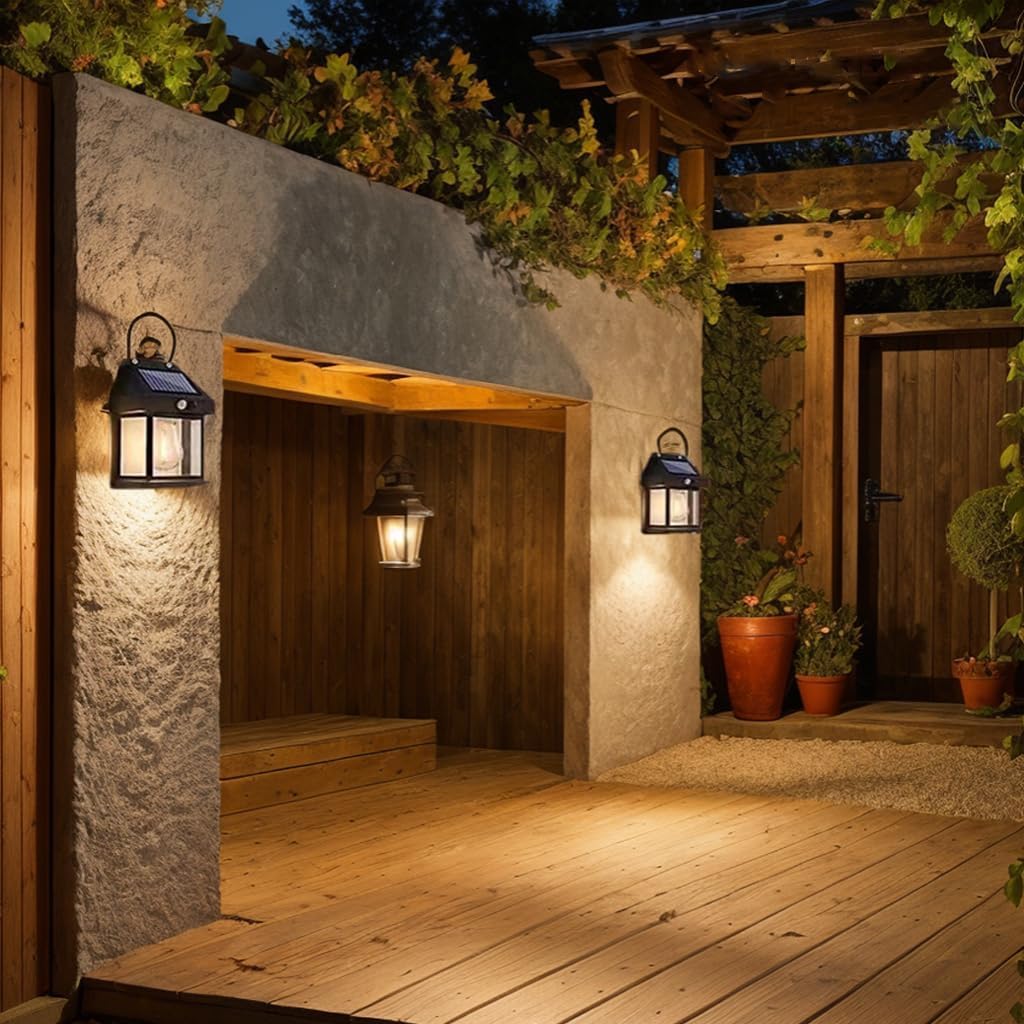 Lampade Solari Da Appendere All'esterno Decorazione Da Giardino Per Esterni Lampada A Sospensione Per Balcone Antico Batteria Ip44 Metallo Nero Ambra 1x Led 3200k Pxh 135x50cm Set Di 2 65728719