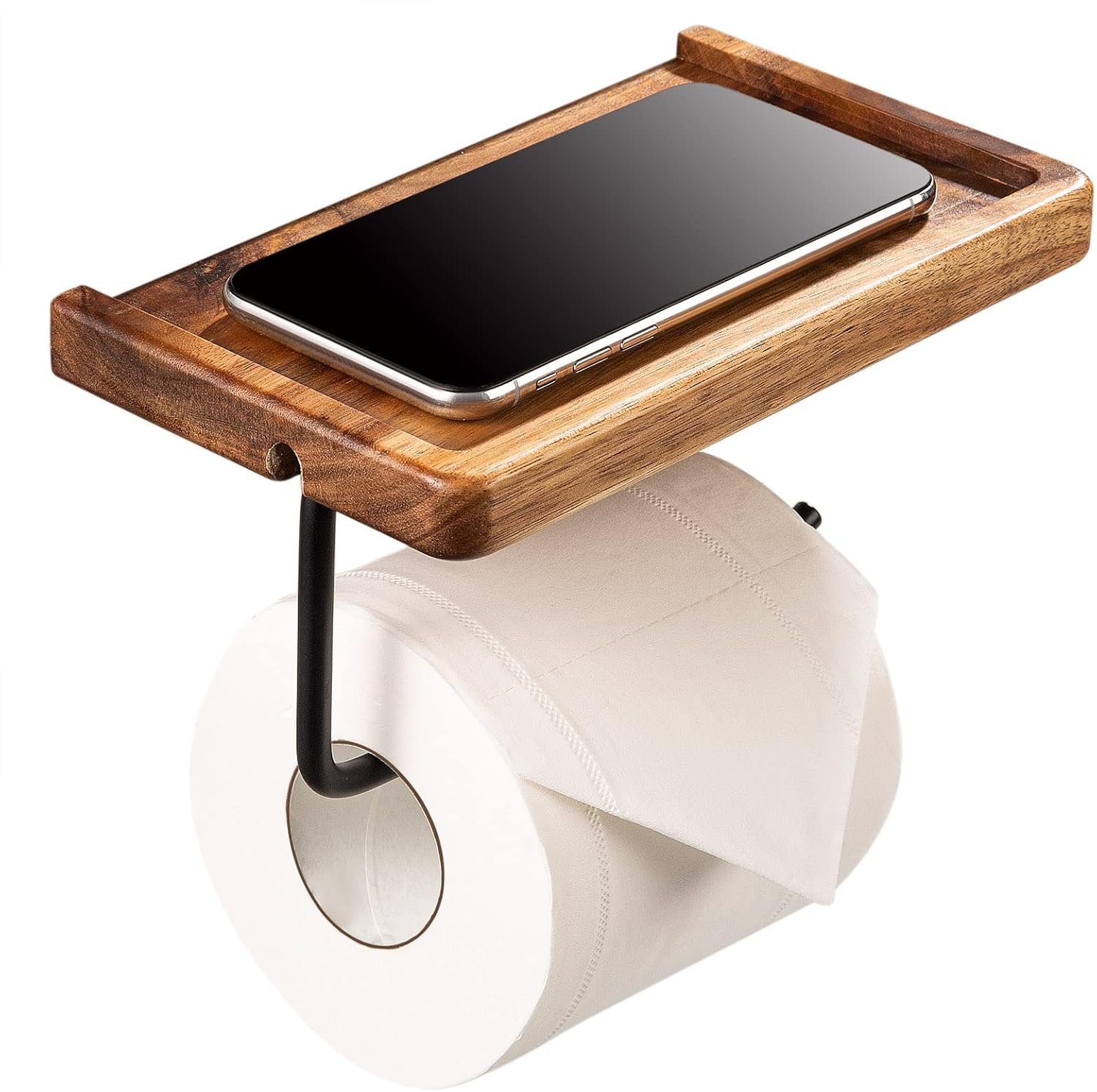 Mensola Da Bagno Con Due Ganci Universali, Porta Rotolo Di Carta Igienica E Porta Asciugamano. Moderno - Foto 4