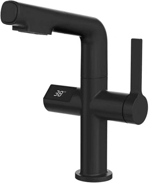 Black waterfall bathroom faucet single lever mixer