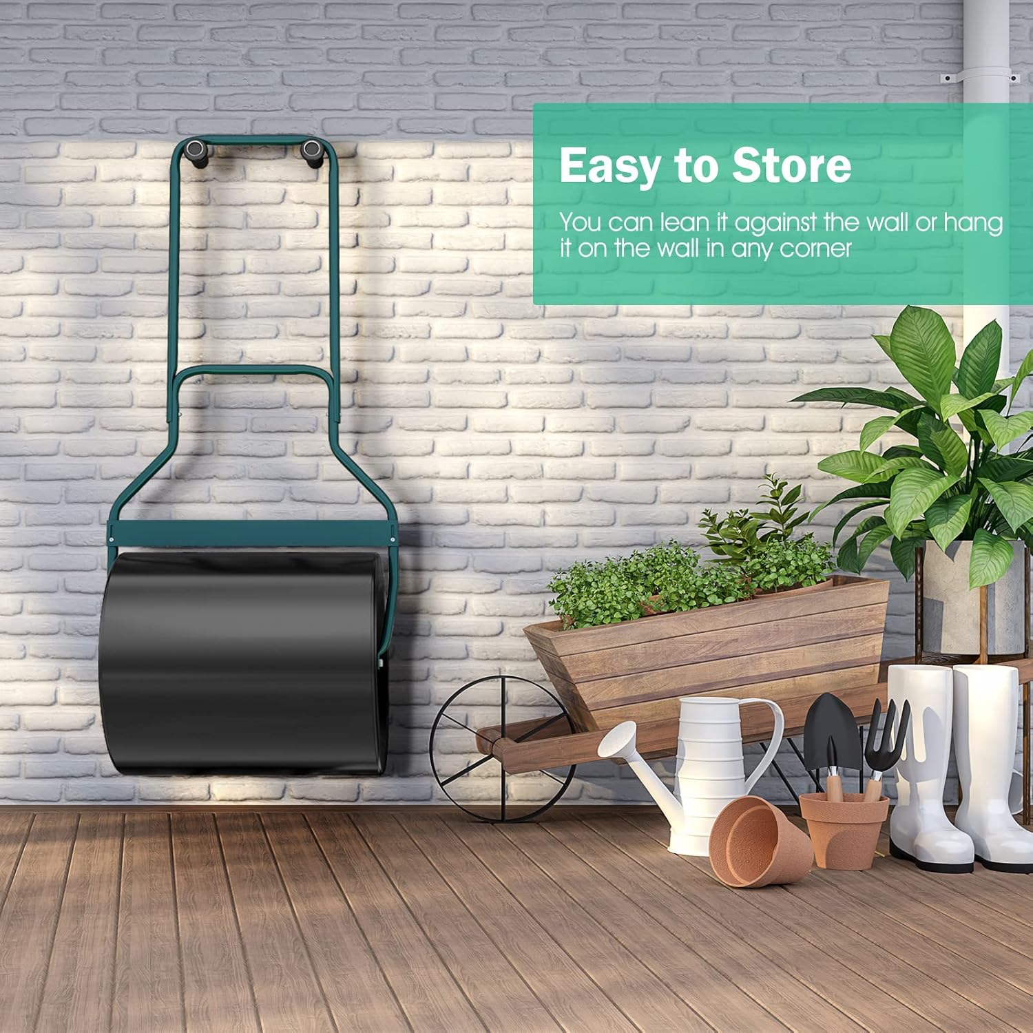 RELAX4LIFE Rullo Da Giardino In Metallo, Barra Del Timone, Serbatoio Fino 60 Litri, Riempito Con Sabbia O Acqua, Apertura Laterale Livellare Prato, Movimento Facile, 50x40x123 Cm, In Acciaio, Nero -Cura Del Prato AAHKMJXYDAFdJAOAIMEbOAchlkWZ0oakZn uVZ0mPidMNbILvCvspZ4oG3fPgIqc1P2voOTTp5K79Qbm4VHZJhcfwavtAaaIUAXfFPzHeBw HA==