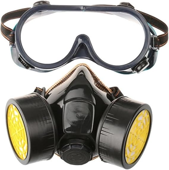 Máscara de gas Delmkin con 2 filtros de carbón activado. Protección de calidad profesional contra polvo, pesticidas, formaldehído y pintura.