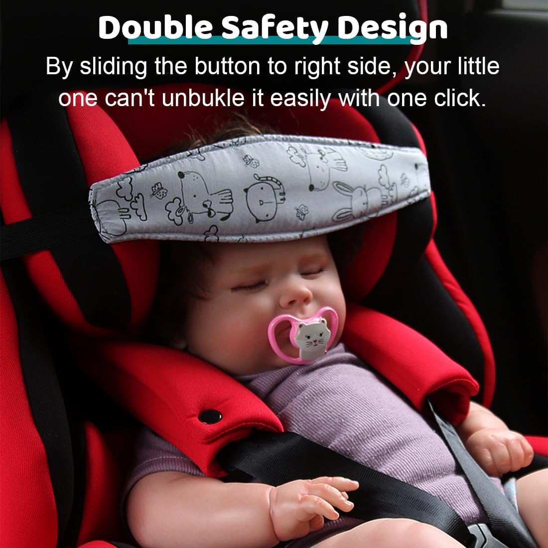 Pack De 2 Serre-têtes Pour Siège Enfant Voiture - Cale Tête Bébé Réglable, Coton Doux, Pour Siège Auto Et Poussette - 11
