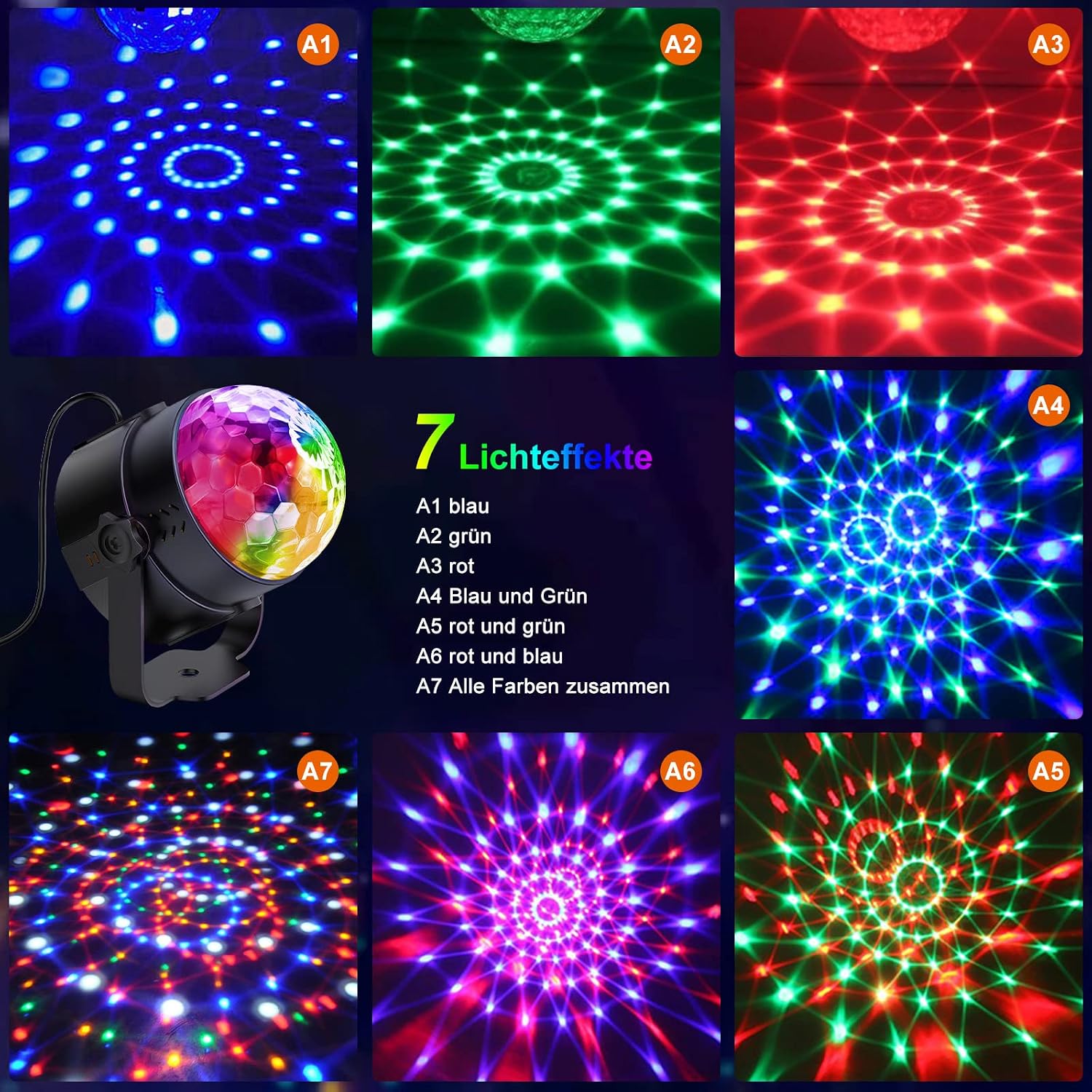 Discokugel, Lichtspiele für Partys, 2er Pack Rotierende Discokugel ...