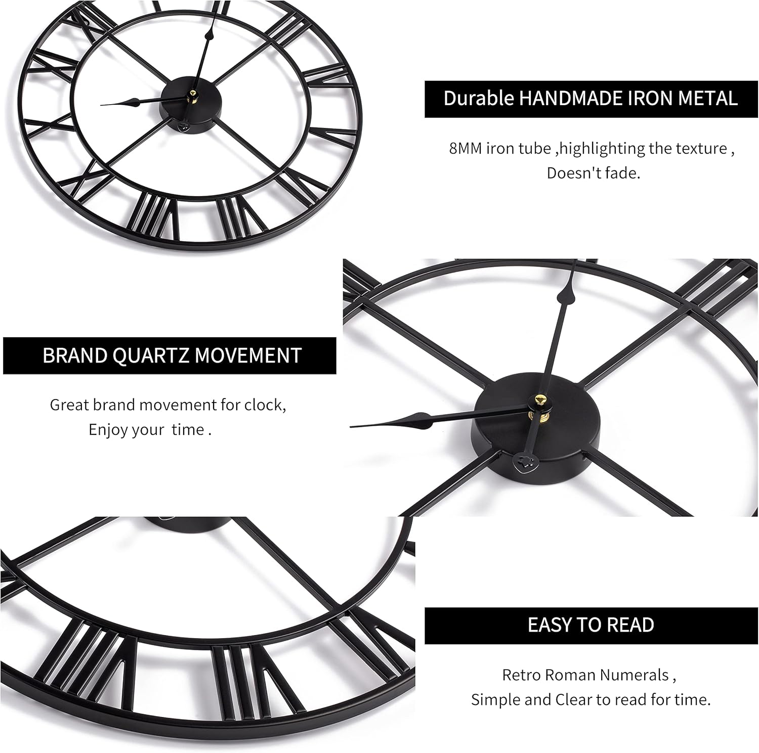 Mnsruu Orologio Da Parete Rotondo Acrilico 24 Cm – Quadrante Con Pittura A Olio, Movimento Silenzioso – Funziona A Batteria AA (non Inclusa) – Decorazione Moderna Per Soggiorno, Cucina, Camera Da Letto