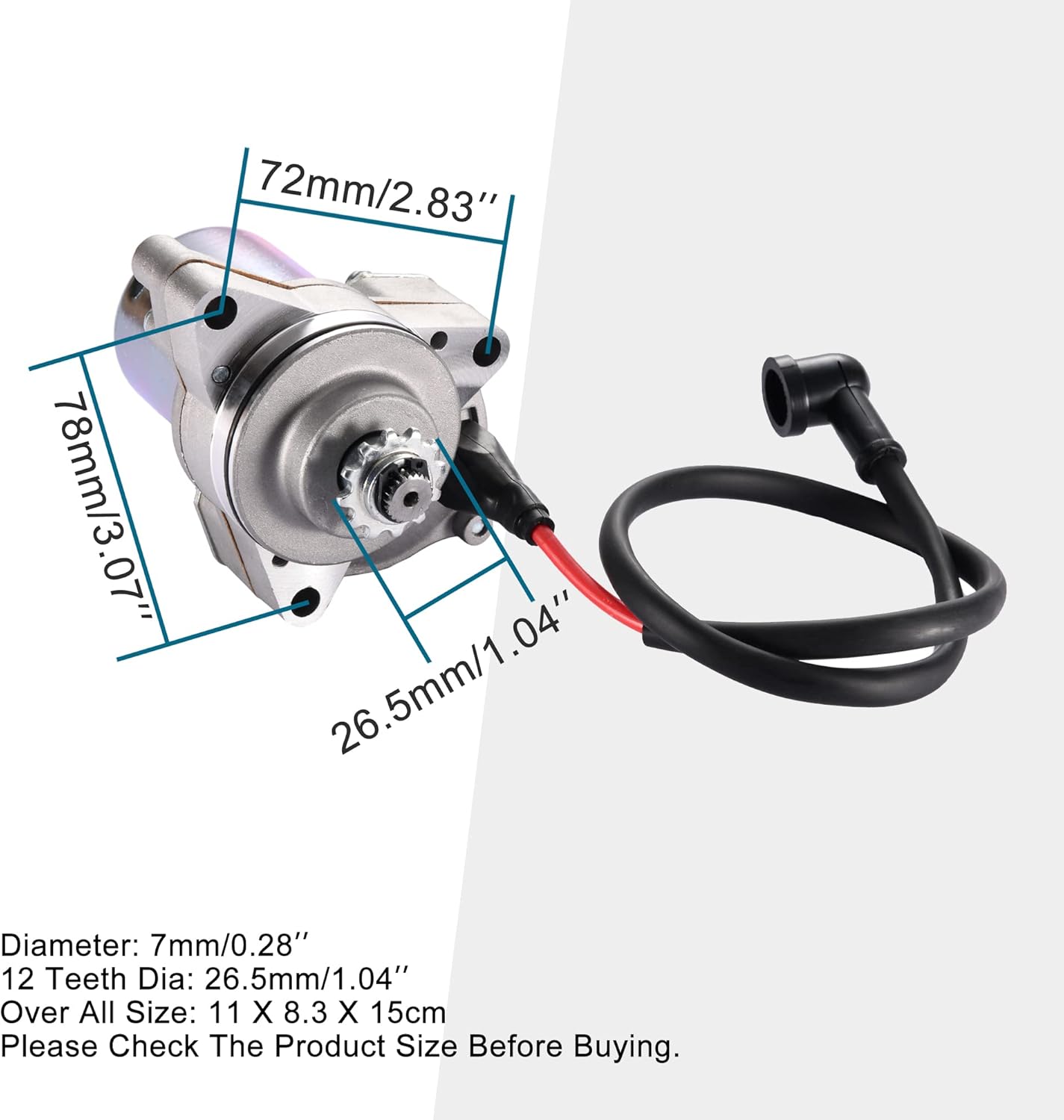 Démarreur De Remplacement Pour Moto Hyosung RX 125 - Compatible Enduro 2004 Et SM 2006 - Démarrage Puissant 12V