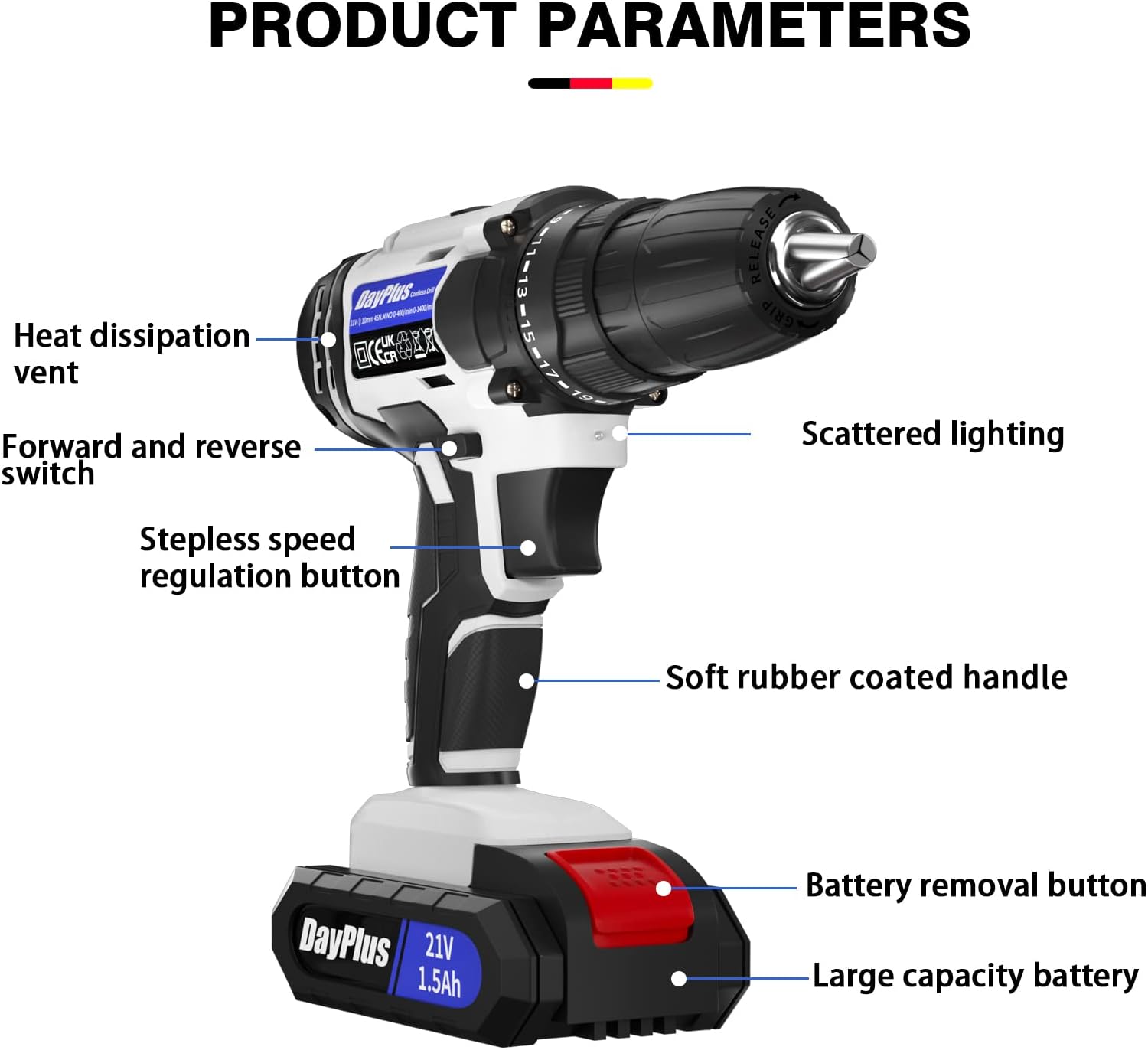 Perceuse Visseuse Sans Fil 16.8V - Kit Avec Batterie Et Chargeur - Marque Générique