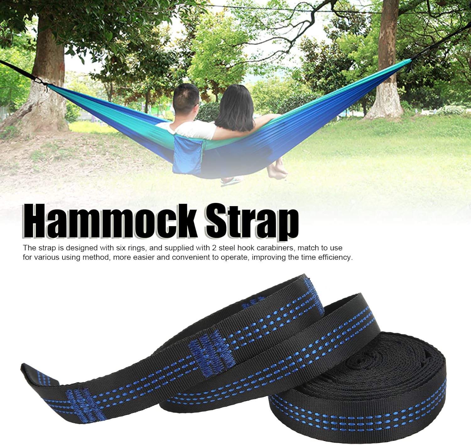 2 Sangles De Hamac Réglables – Support Jusqu'à 400 Kg – Pour Hamac, Balançoire, Camping – Faciles à Installer