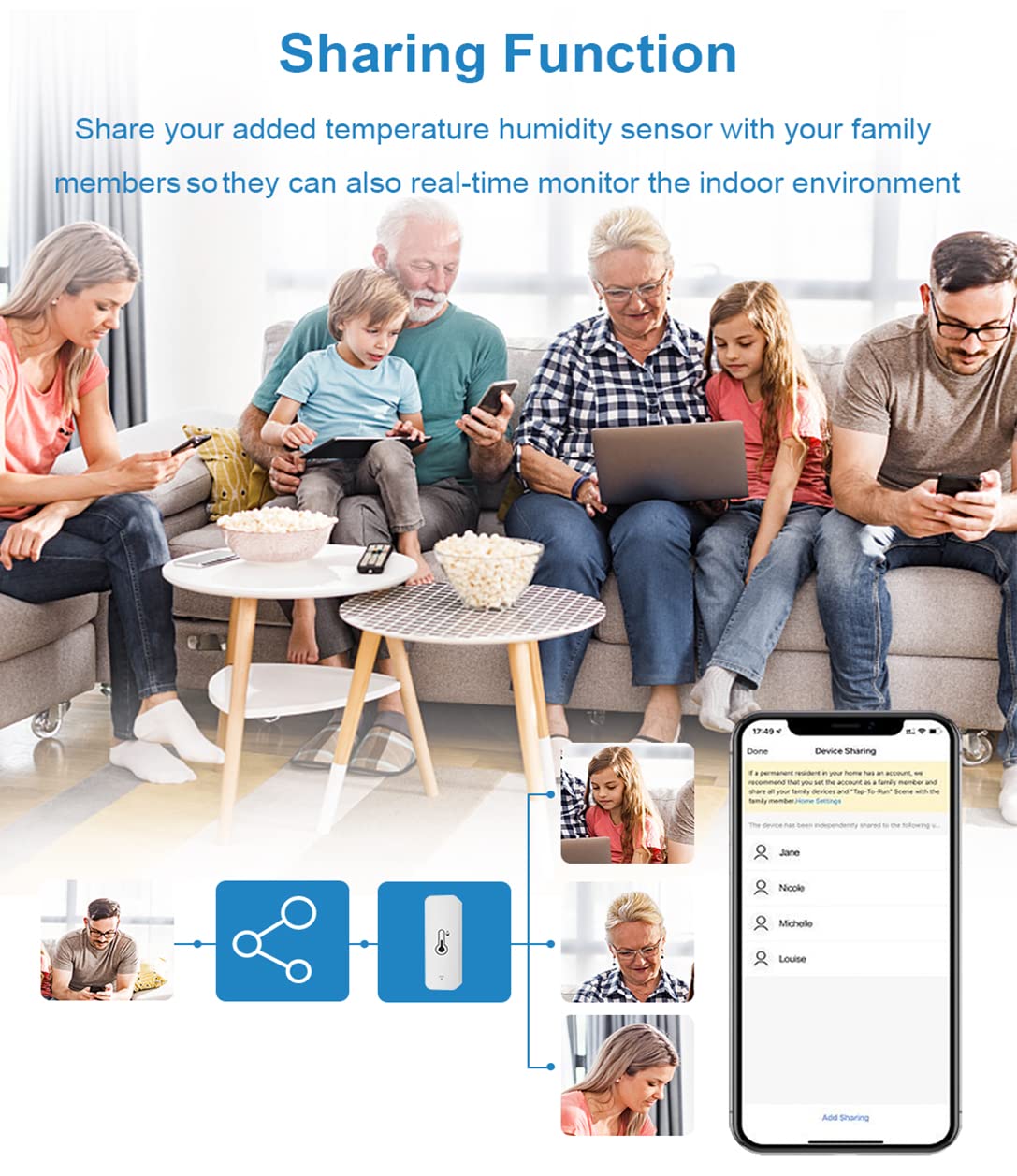 Igrometro termometro WiFi per interni: sensore di temperatura intelligente, app per il monitoraggio digitale dell'umidità