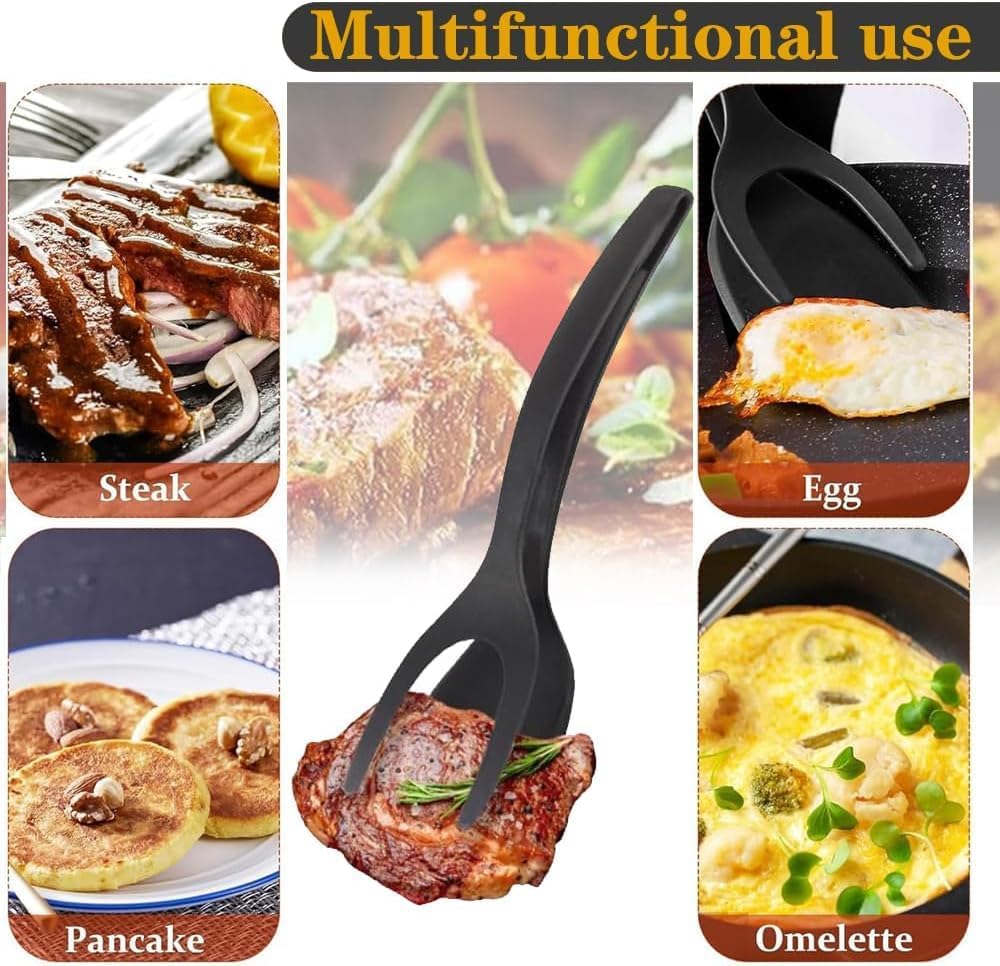 2 Pezzi 2 in 1 Spatola per Uova, Spatola per Afferrare e Girare, Spatola Uova Fritte, Spatola da Cucina, Paletta per Padella, Pinza Spatola Antiaderente per Uova, Pancake, Pesce, Frittate