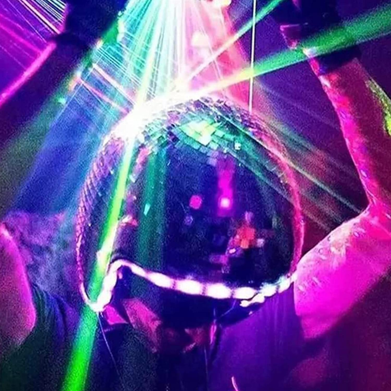 Acheter Casques de boule disco décorations disco miroir boule disco avec  lumières boule de regard