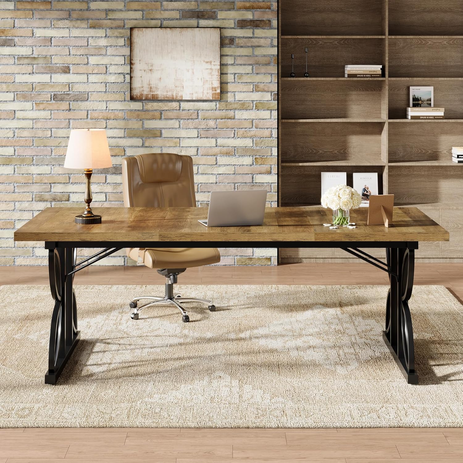 Industrieller Schreibtisch 180x80cm mit Metallrahmen