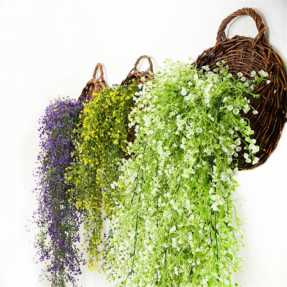 Plante Fleurie Artificielle， Lierre Vigne Plante Artificielle Intérieur Exterieur Fleur Artificielles Pour Décoration Murale Et Jardin-85cm Fontainebleau Lot De 2 Vert Blanc -Pas Cher Flore Calme Magasin