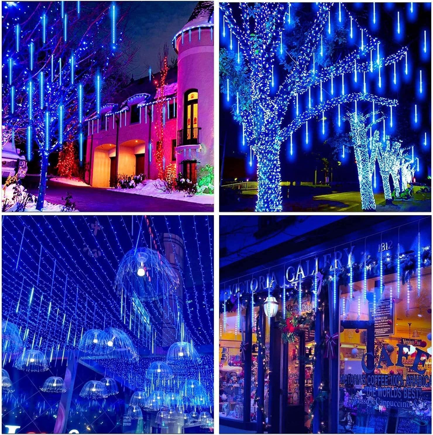 Guirlande Lumineuse Solaire Effet Pluie De Météores - 8 Tubes 240 LED, IP65, Pour Jardin Et Décoration Fête
