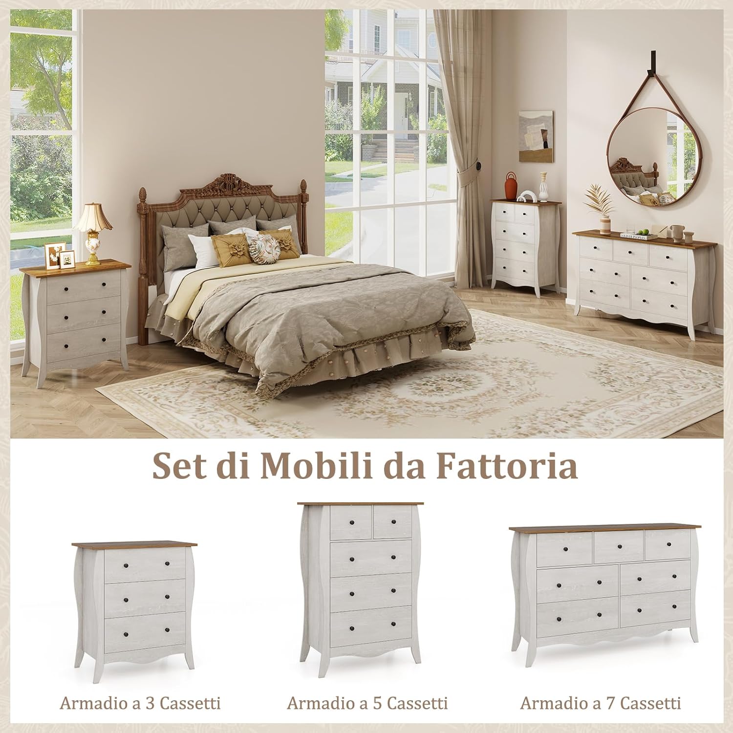 YITAHOME Cassettiera in tessuto con 7 cassetti,Struttura in Metallo