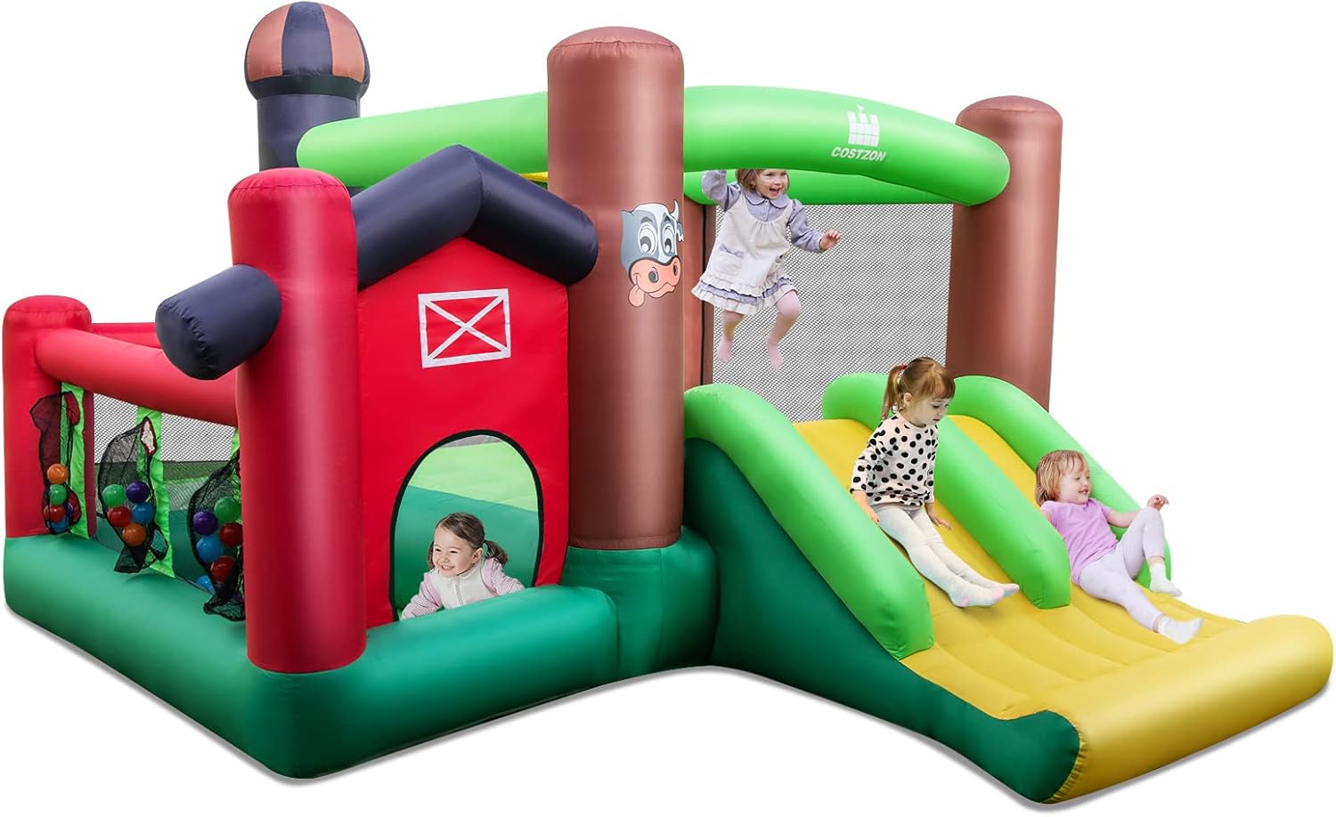 COSTWAY Château Gonflable Avec Gonfleur De 580-610W 2 Toboggans, Aire De Saut, Piscine à Balles Et Panier De Basketball, 330 X 300 X 210 Cm Pour Enfants 3-10 Ans Charge Max 135KG -Pas Cher Clair Jardin Magasin AAHKMJXYDAFdJAOAIMEbOAchlkWZ0oakZn uVZ0mPidMNbILvCvspZ4oG3fPgIqc1P3KLhwR5dNkfo3qAK2ZP0Z7IfOHPtB0I3J6npU3c MJ1A==