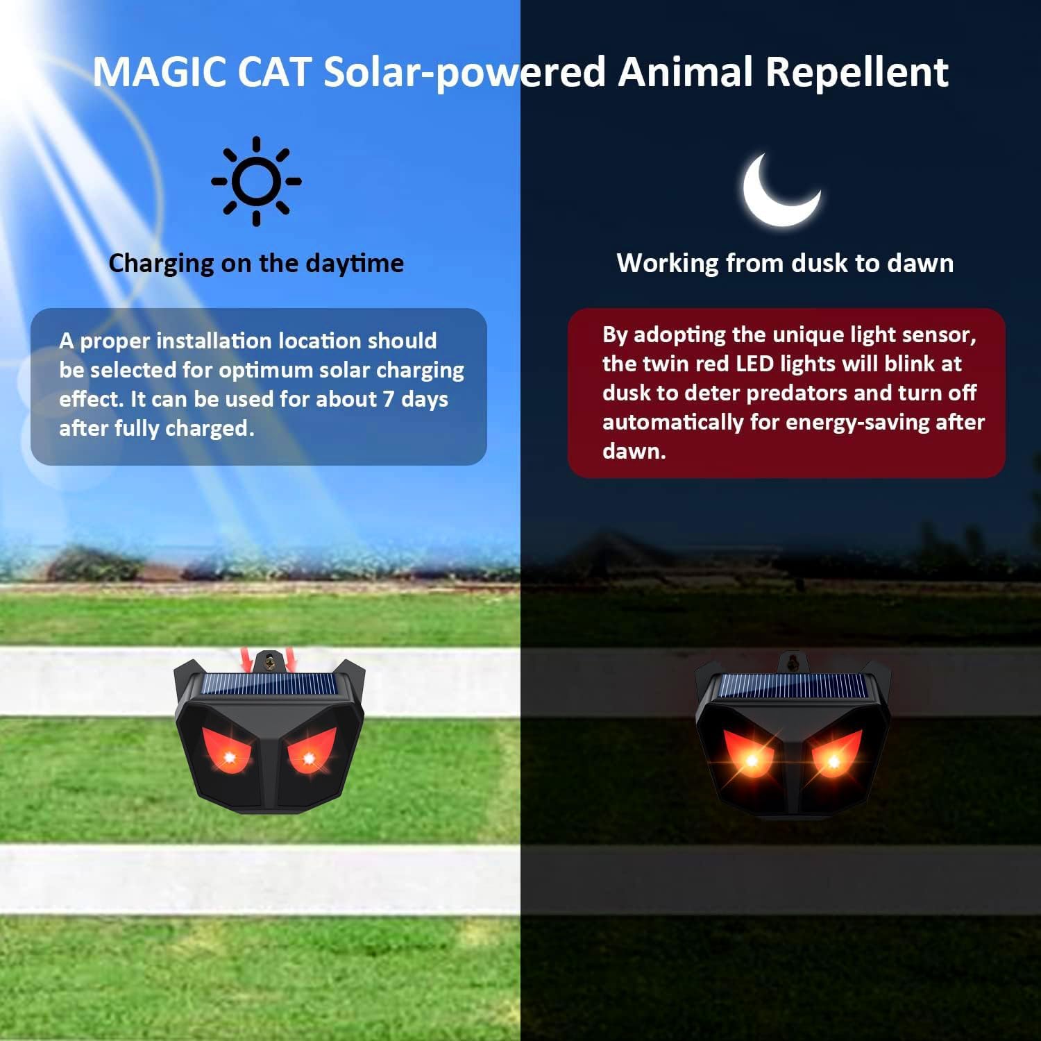 Set of 2 ultrasonic rodent repellents with hanging solar red LED lights ...