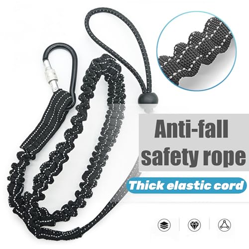 Lanyard enroulé de sécurité rétractable, canne de pêche robuste - Longe enroulée en acier inoxydable pour la pêche - Cordon clé de sécurité élastique à rétention pour l'alpinisme, la navigation de pla